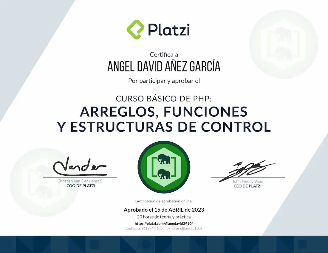 Platzi - Curso Básico de PHP, Arreglos, Funciones y Estructuras de Control