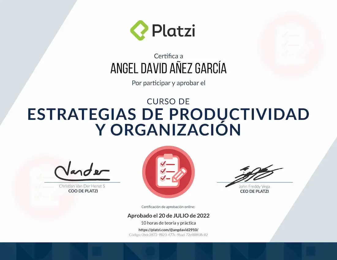 Platzi - Curso de Estrategias para la Productividad y la Organización