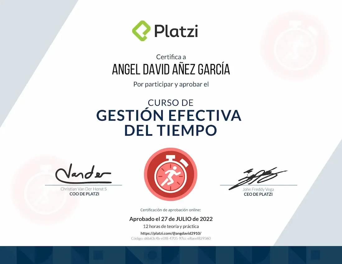 Platzi - Curso de Gestión Efectiva del Tiempo