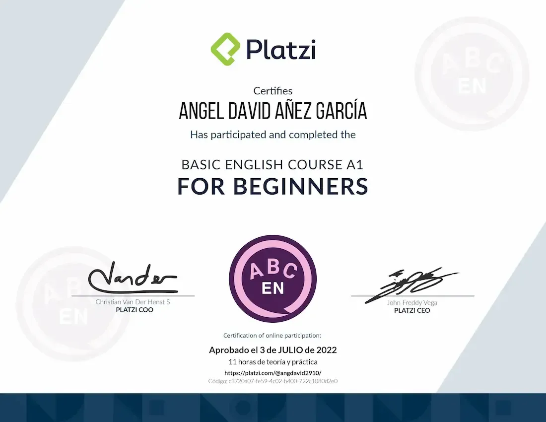 Platzi - Curso de Inglés Básico A1 para Principiantes