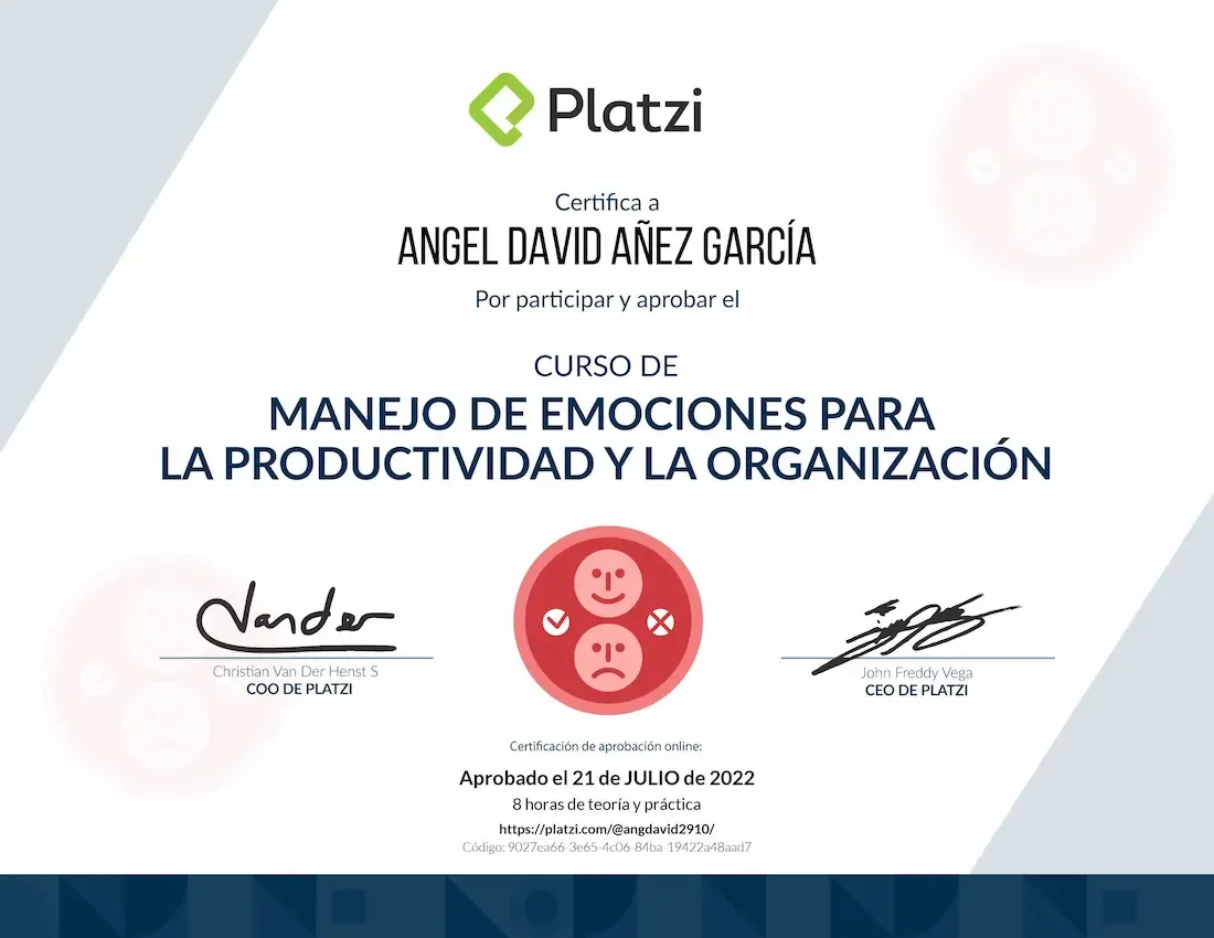 Platzi - Curso de Manejo de Emociones para la Productividad y la Organización