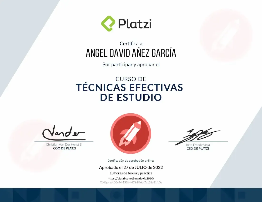 Platzi - Curso de Técnicas Efectivas de Estudio