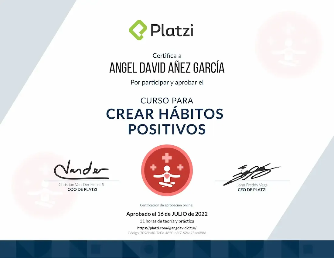 Platzi - Curso para Crear Hábitos Positivos